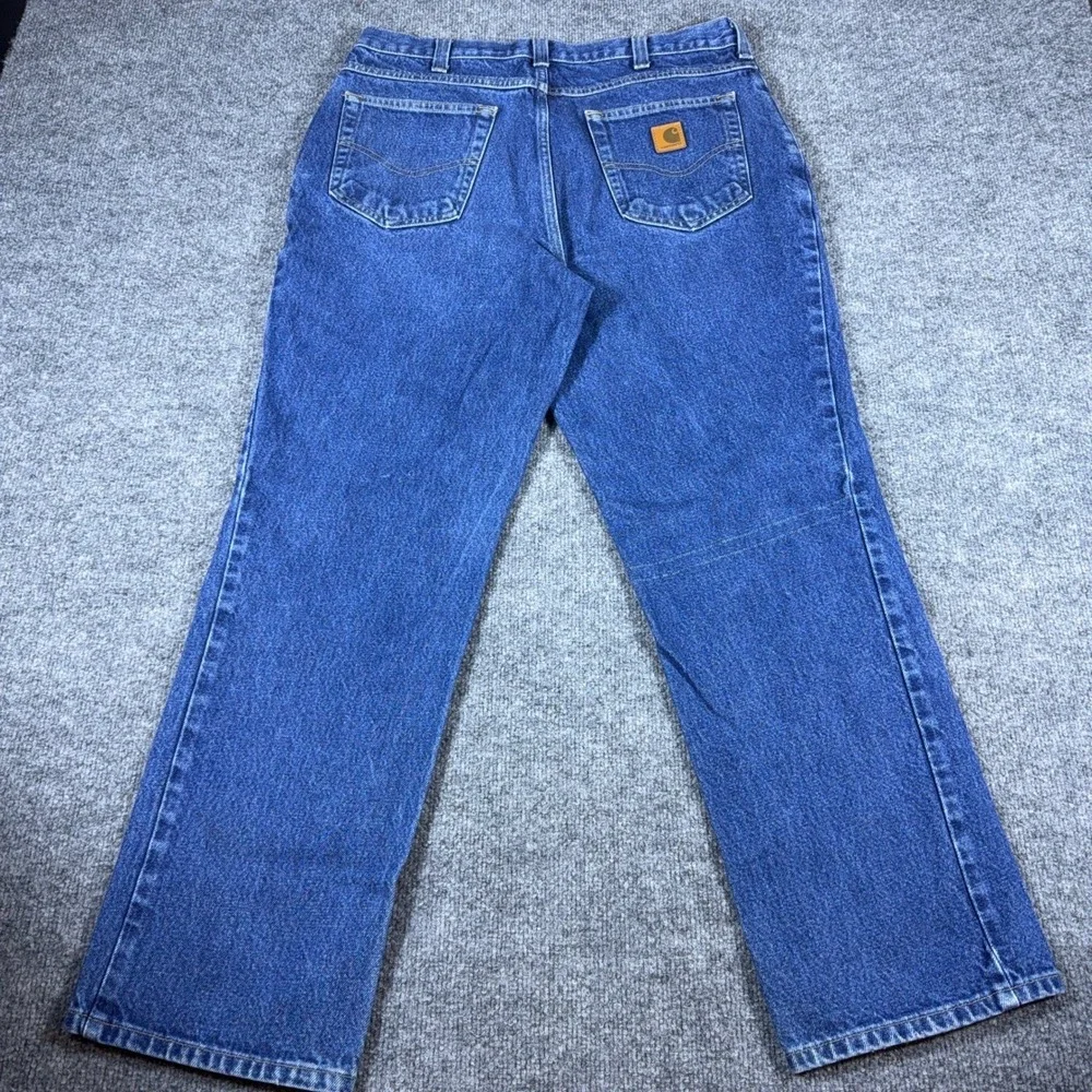 Carhartt Relaxed Fit Jeans Mens 34x30 Medium Wash Blue Denim Work Pants 381-83